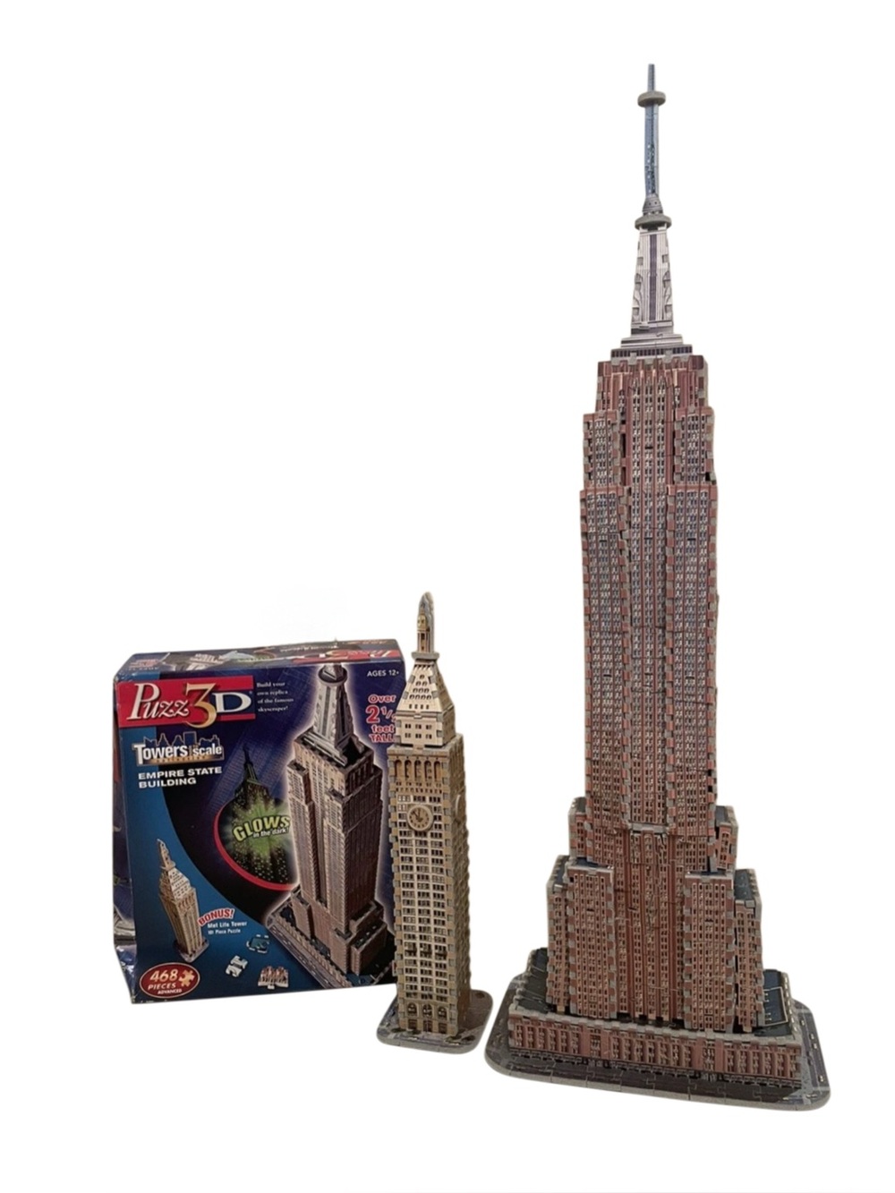 Hasbro Empire State Building 468 Pc Glow in Dark 3D Puzzle Complete 2005